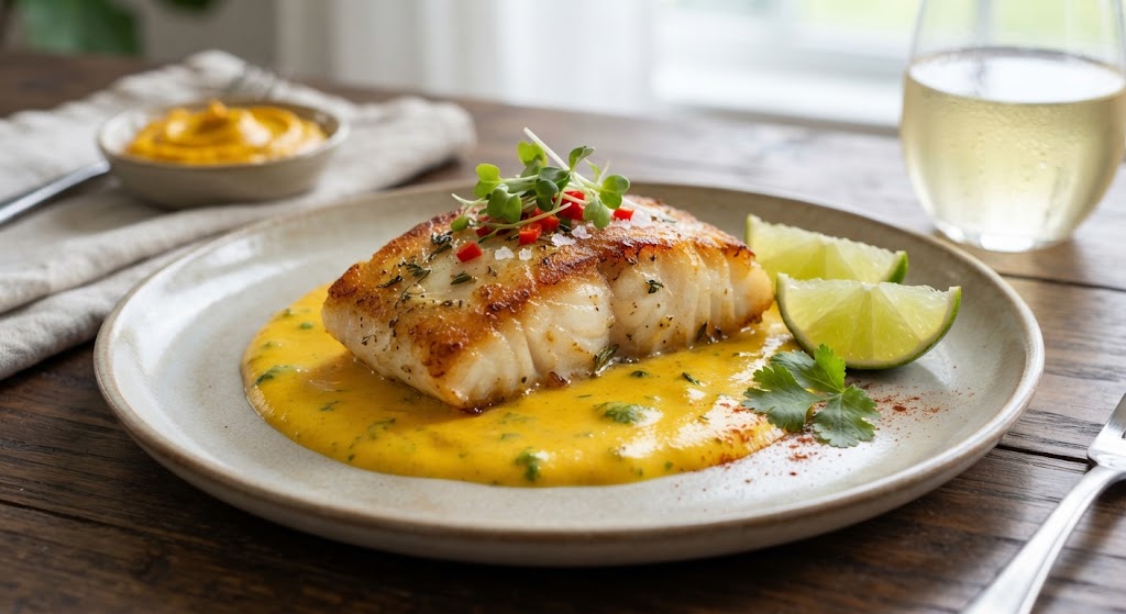 Peruvian Cod with Ahi Sauce