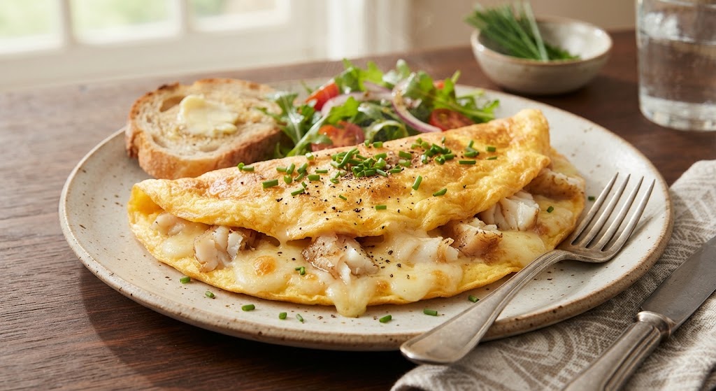 Smoked Basa and Gruyère Cheese Omelette