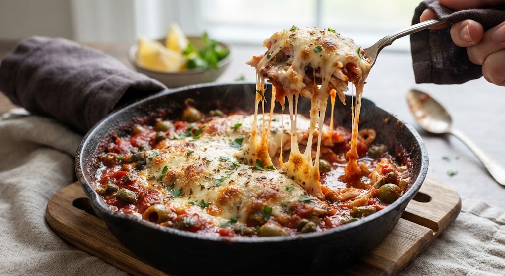 Mediterranean Mackerel and Mozzarella Bake