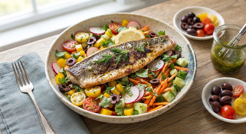 Rainbow Trout & Vibrant Rainbow Salad Bowl