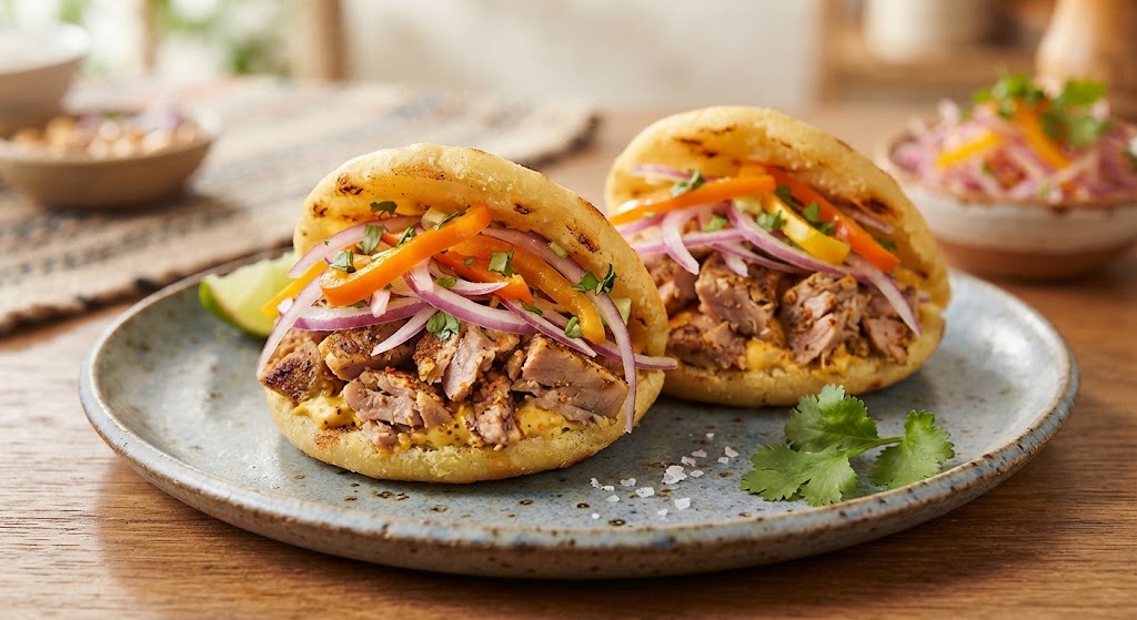 Venezuelan Albacore Arepas with Criolla Slaw