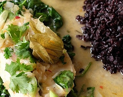 Sea Bass, Coconut & Spinach