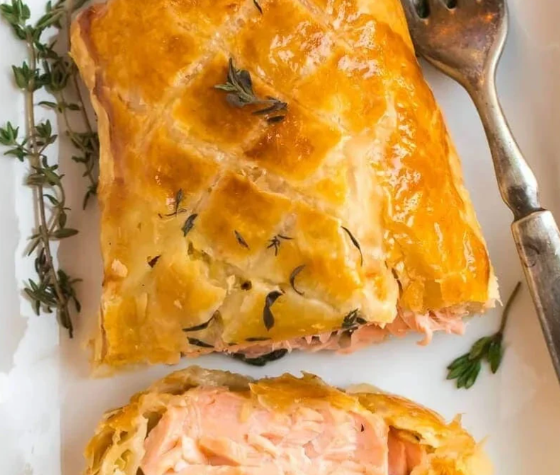 Crispy Dill Mustard Salmon Wellington