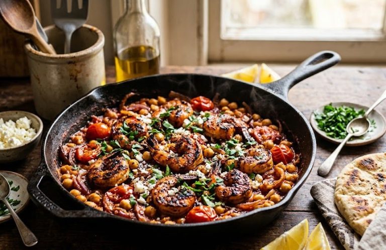 Charred Hairssa & Chickpea Skillet