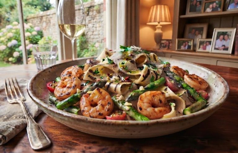 Pappadelle, Prawns & Asparagus