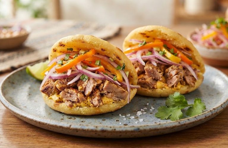 Venezuelan Albacore Arepas with Criolla Slaw