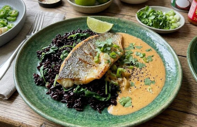 Sea Bass, Coconut & Spinach